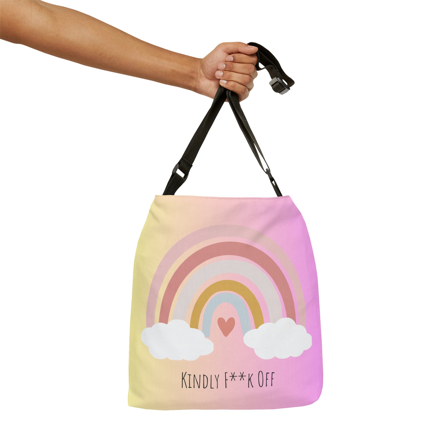 Rainbow Adjustable Tote/Messenger Bag- Kindly F**K Off (pink)