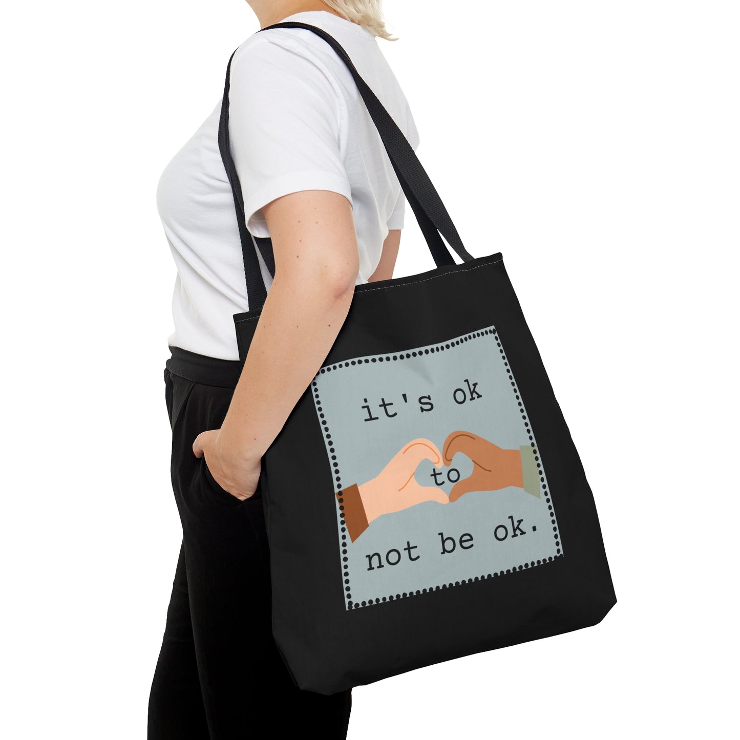 Hands and Heart Black Tote Bag