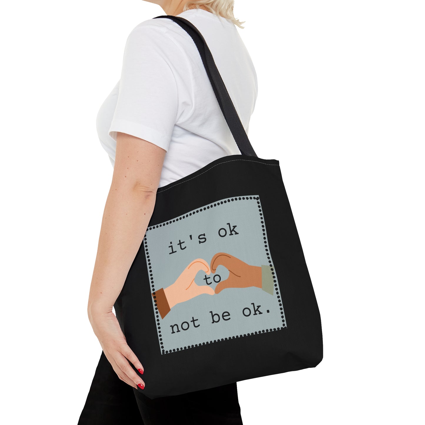Hands and Heart Black Tote Bag