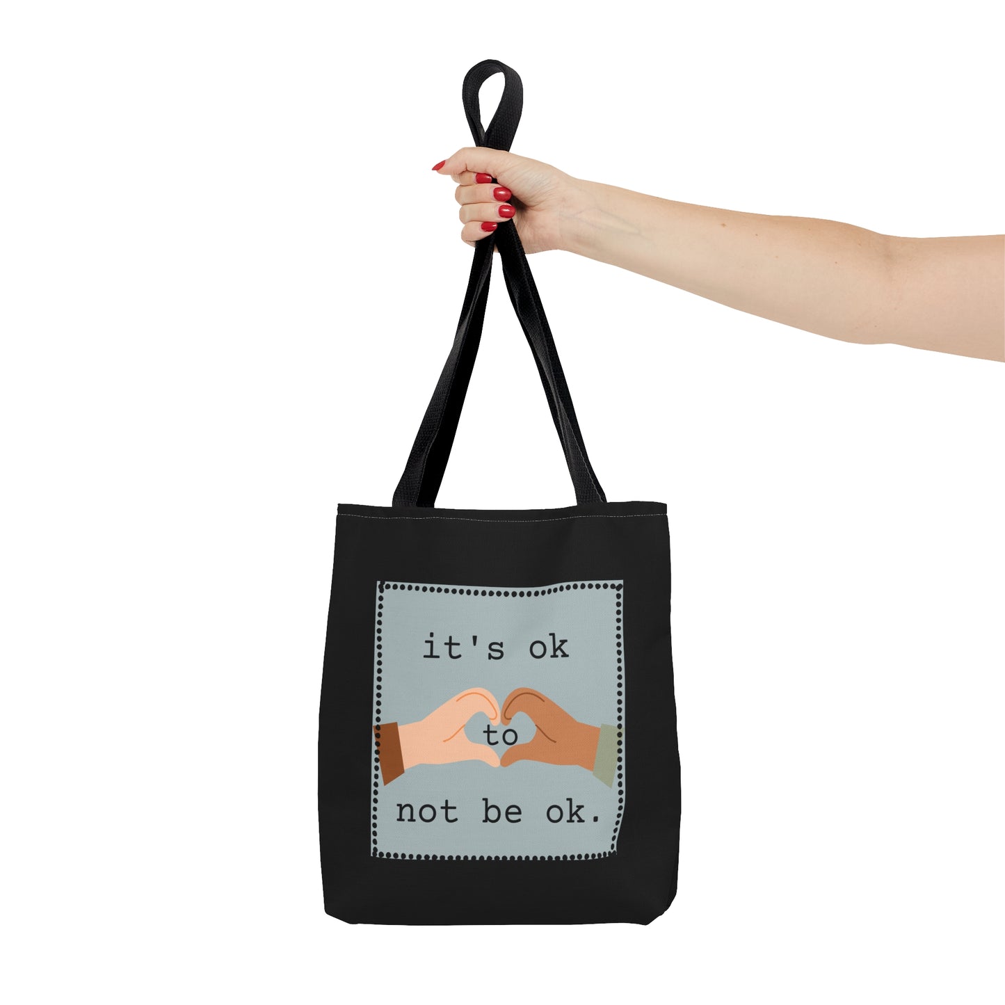 Hands and Heart Black Tote Bag