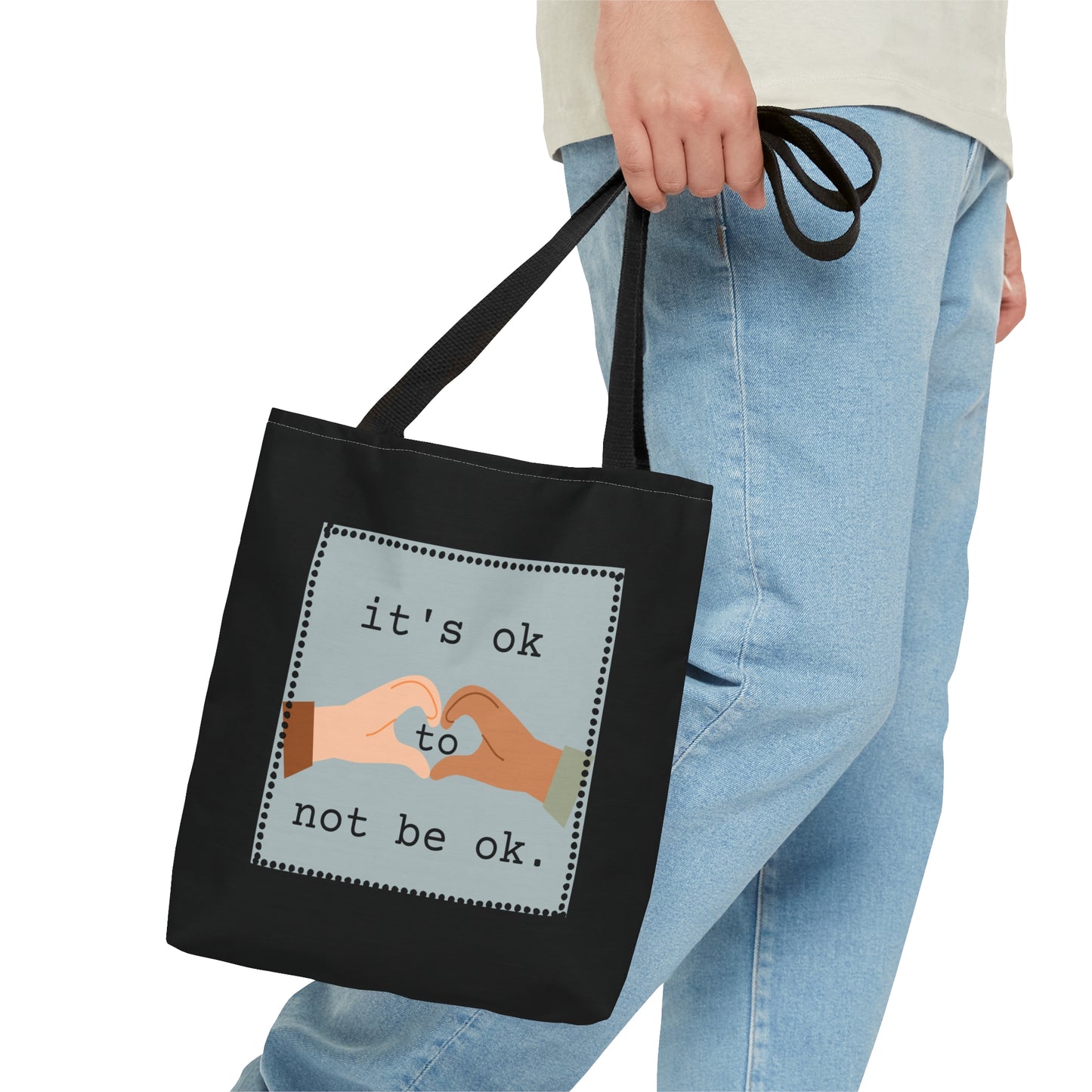 Hands and Heart Black Tote Bag