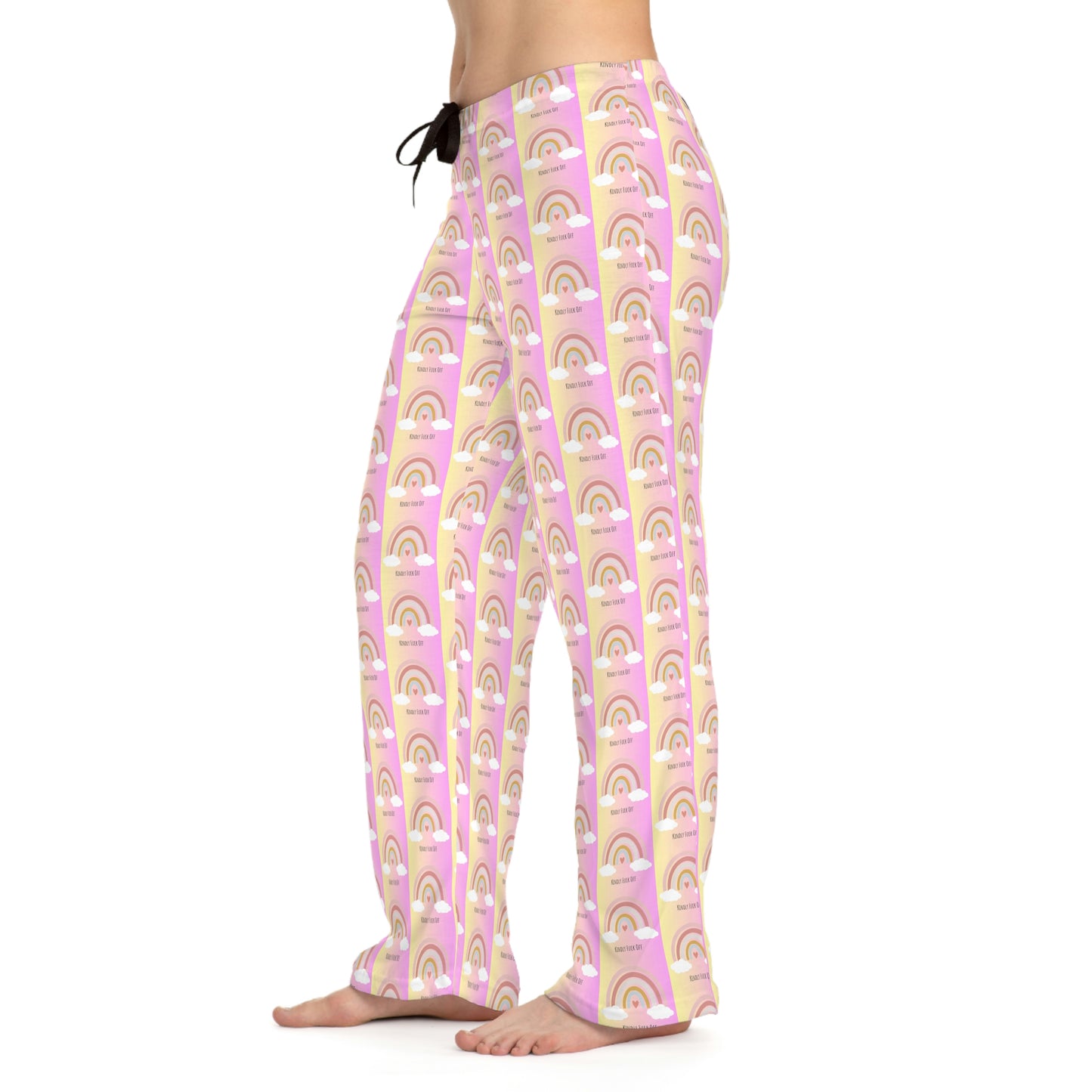 Rainbow Jersey Knit Pajama Pants - Kindly Fuck Off (pink)
