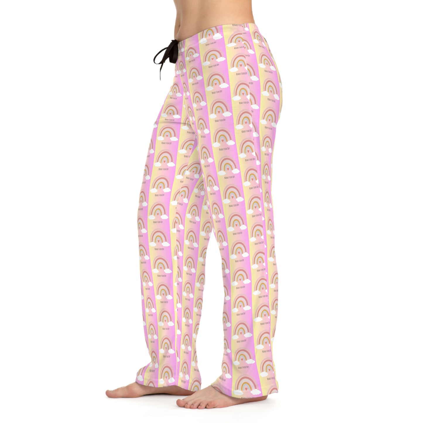 Rainbow Jersey Knit Pajama Pants - Kindly Fuck Off (pink)