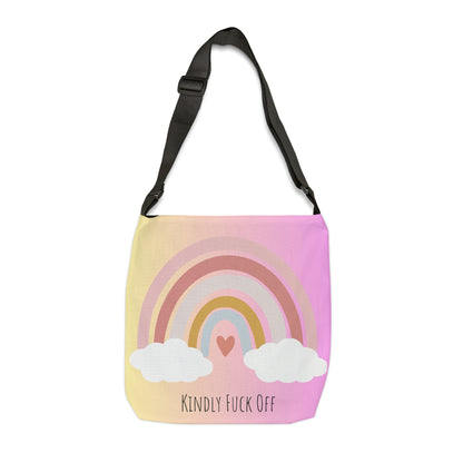 Rainbow Adjustable Tote/Messenger Bag- Kindly Fuck Off (blue/pink)