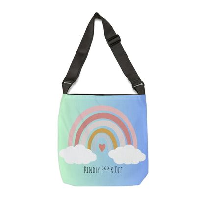 Rainbow Adjustable Tote/Messenger Bag- Kindly F**K Off (blue)