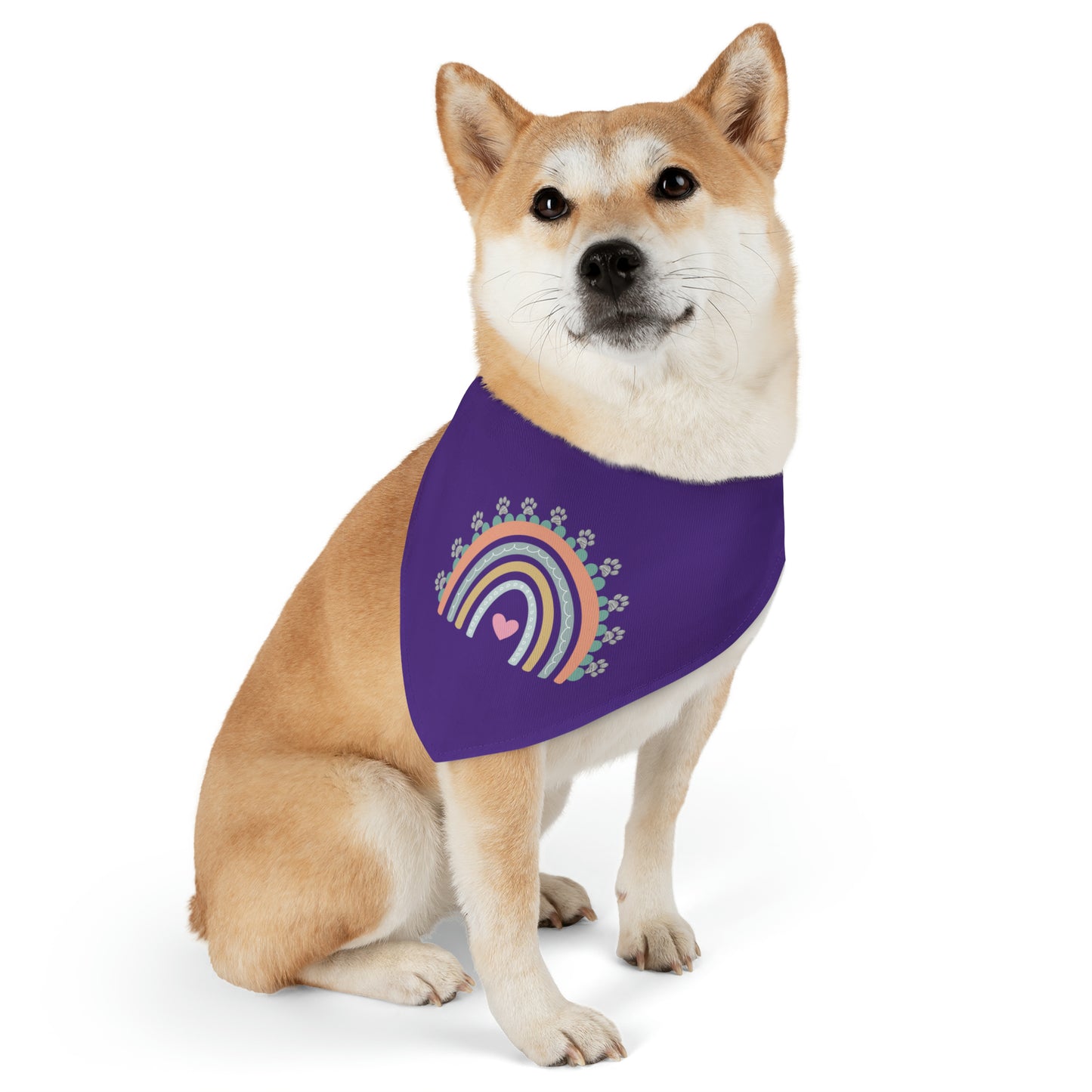 Pawsome Rainbow Pet Collar Bandana (dark purple)