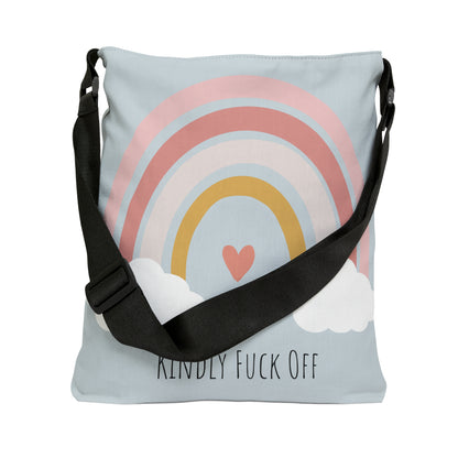 Rainbow Adjustable Tote/Messenger Bag- Kindly Fuck Off (grey)