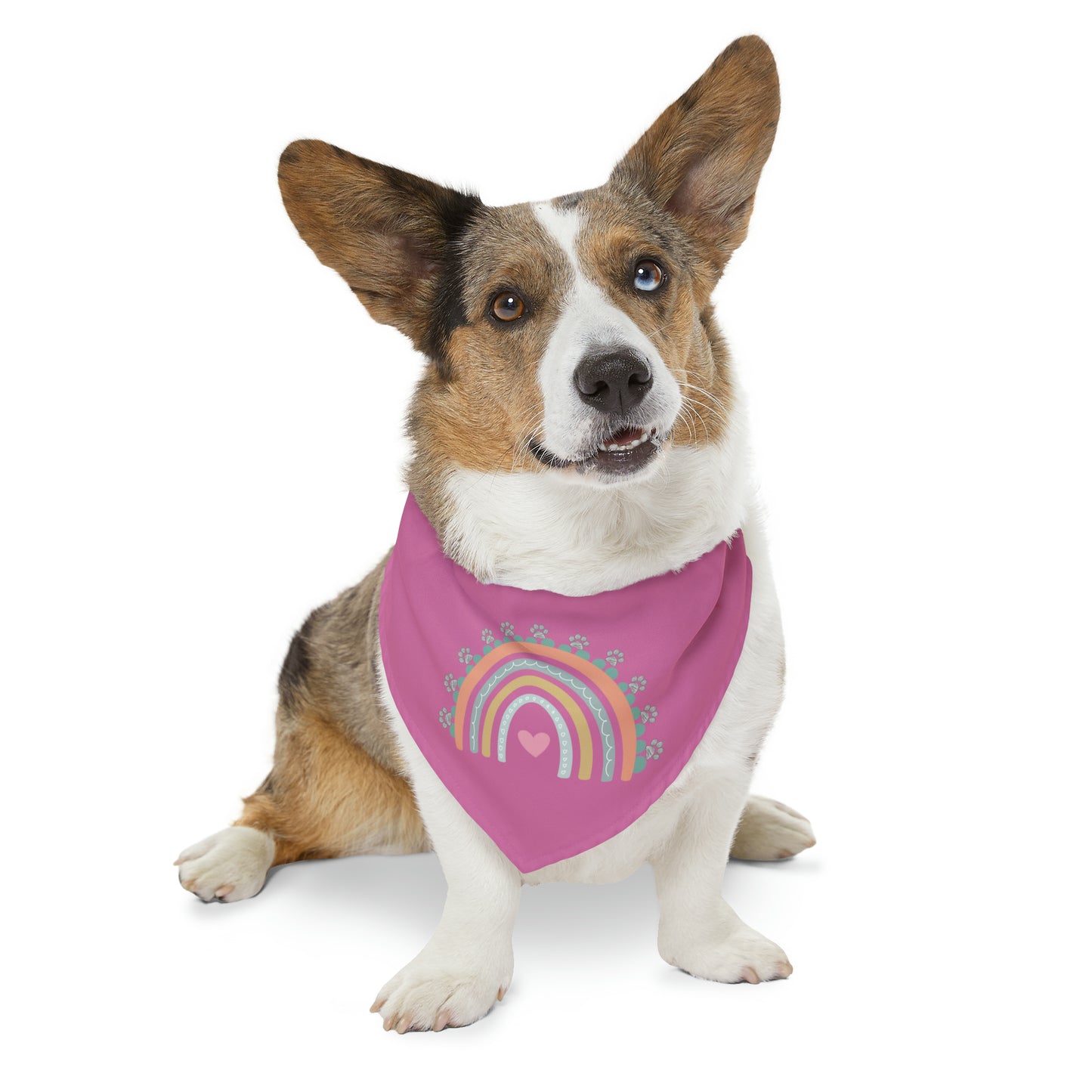 Pawsome Rainbow Pet Collar Bandana (light pink)