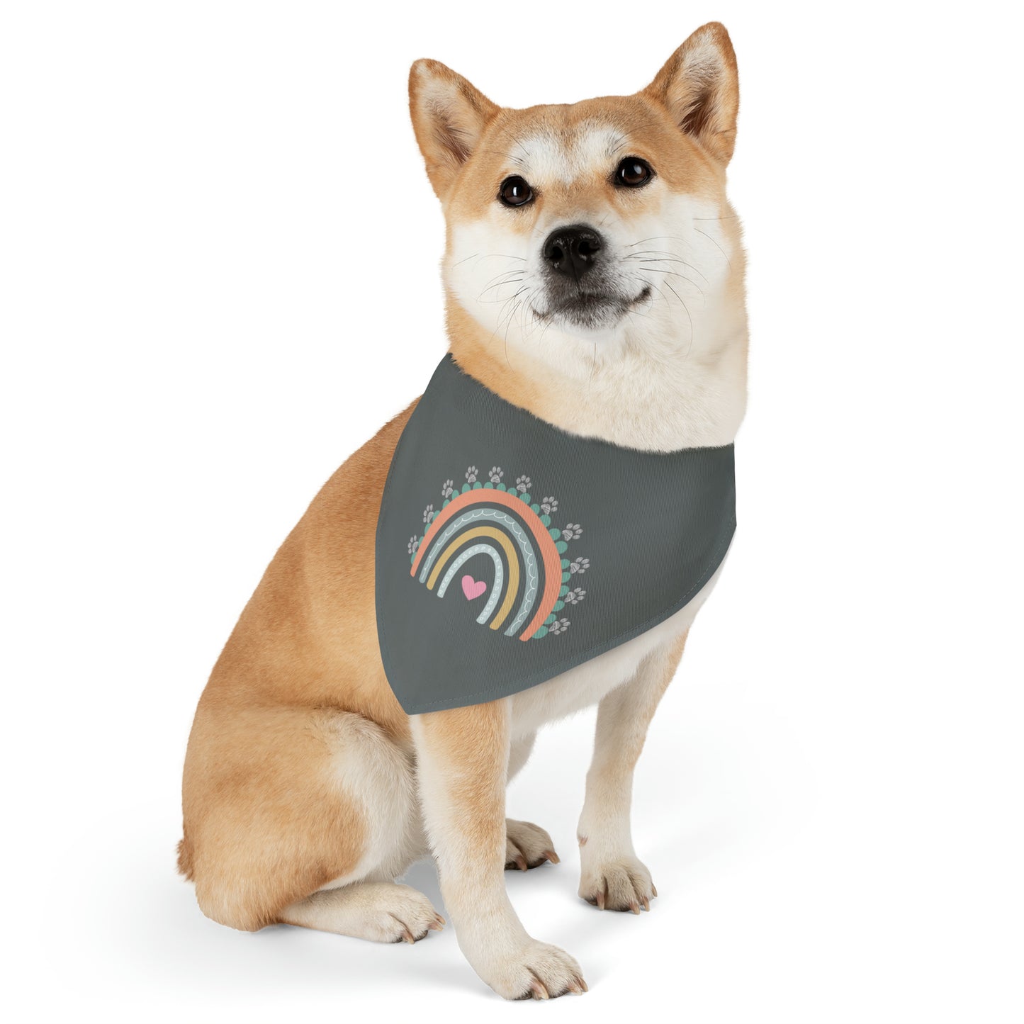 Pawsome Rainbow Pet Collar Bandana (dark grey)