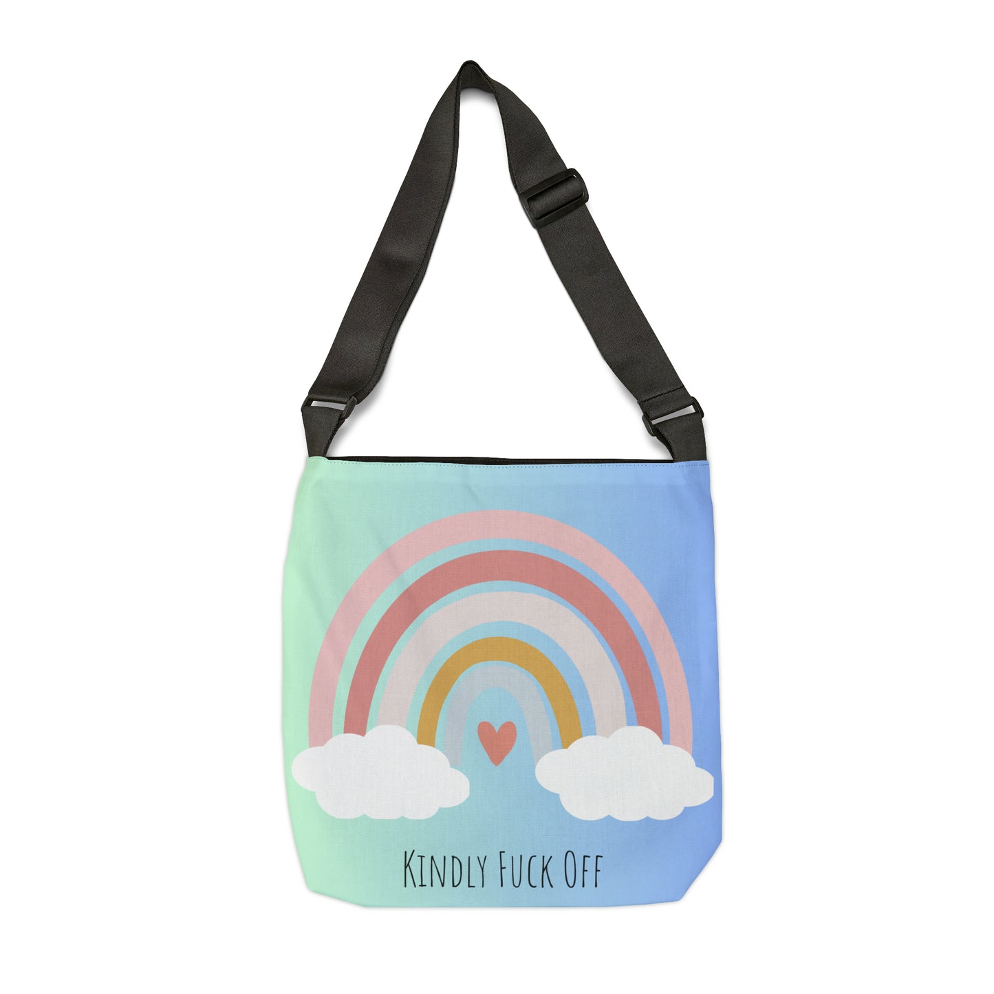 Rainbow Adjustable Tote/Messenger Bag- Kindly Fuck Off (blue/pink)