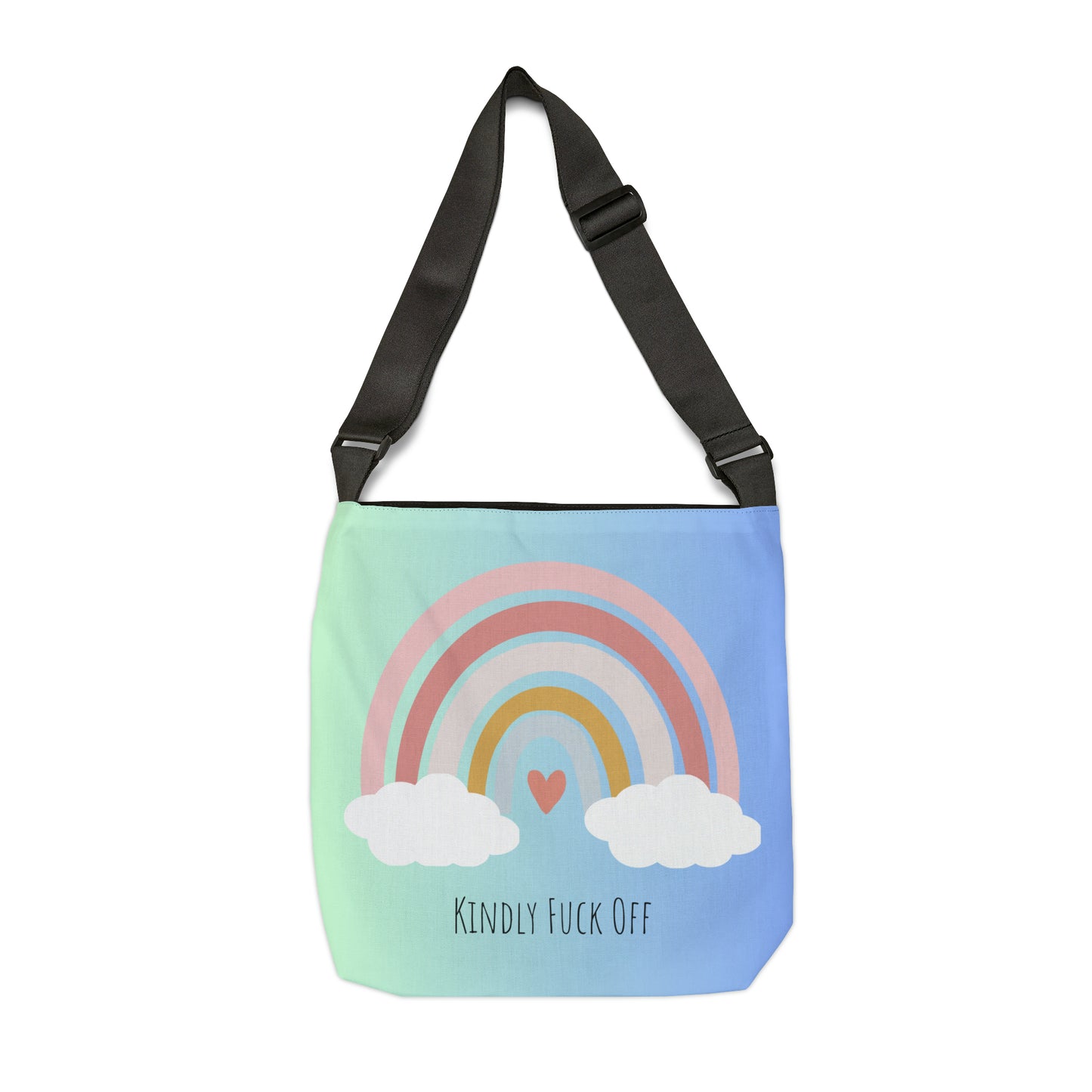 Rainbow Adjustable Tote/Messenger Bag- Kindly Fuck Off (blue)