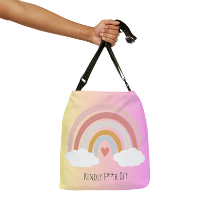 Rainbow Adjustable Tote/Messenger Bag- Kindly F**K Off (pink)