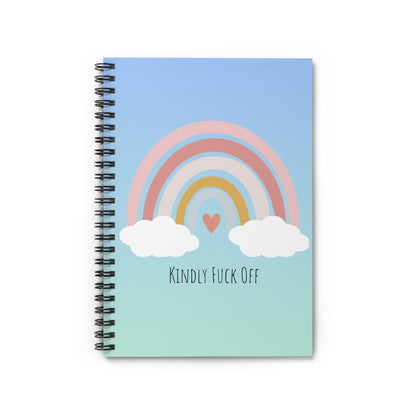 Rainbow Spiral Notebook Ruled Line-Kindly Fuck Off (blue)