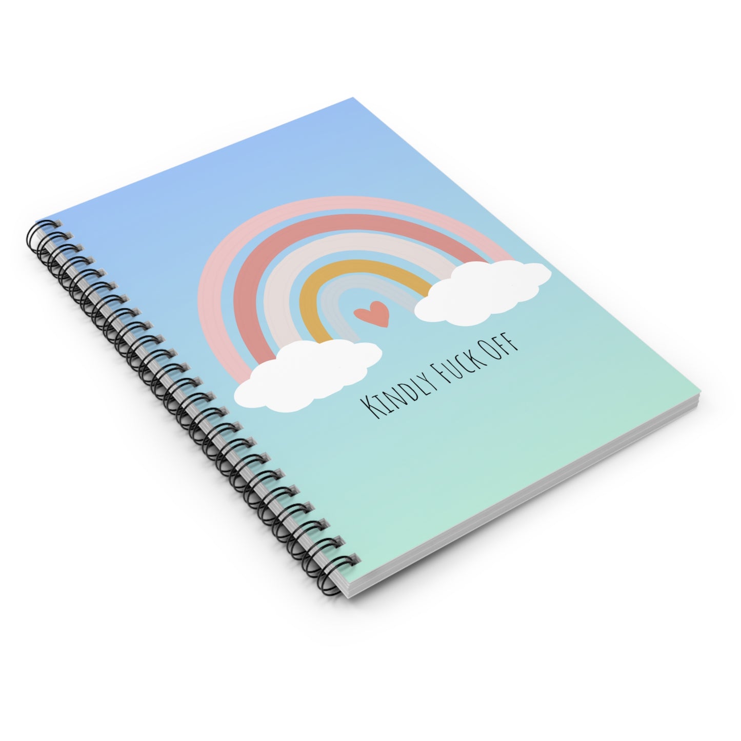 Rainbow Spiral Notebook Ruled Line-Kindly Fuck Off (blue)