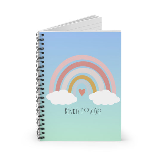 Rainbow Spiral Notebook Ruled Line-Kindly F**K Off (blue)