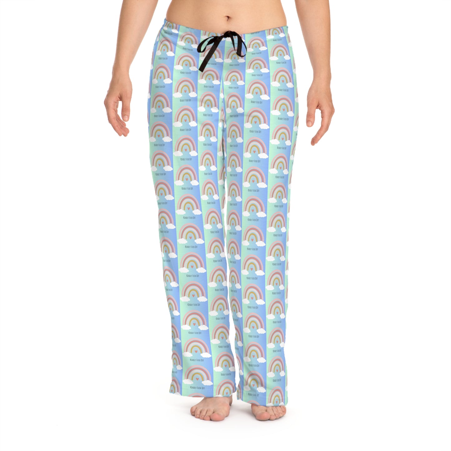 Rainbow Jersey Knit Pajama Pants - Kindly Fuck Off (blue)