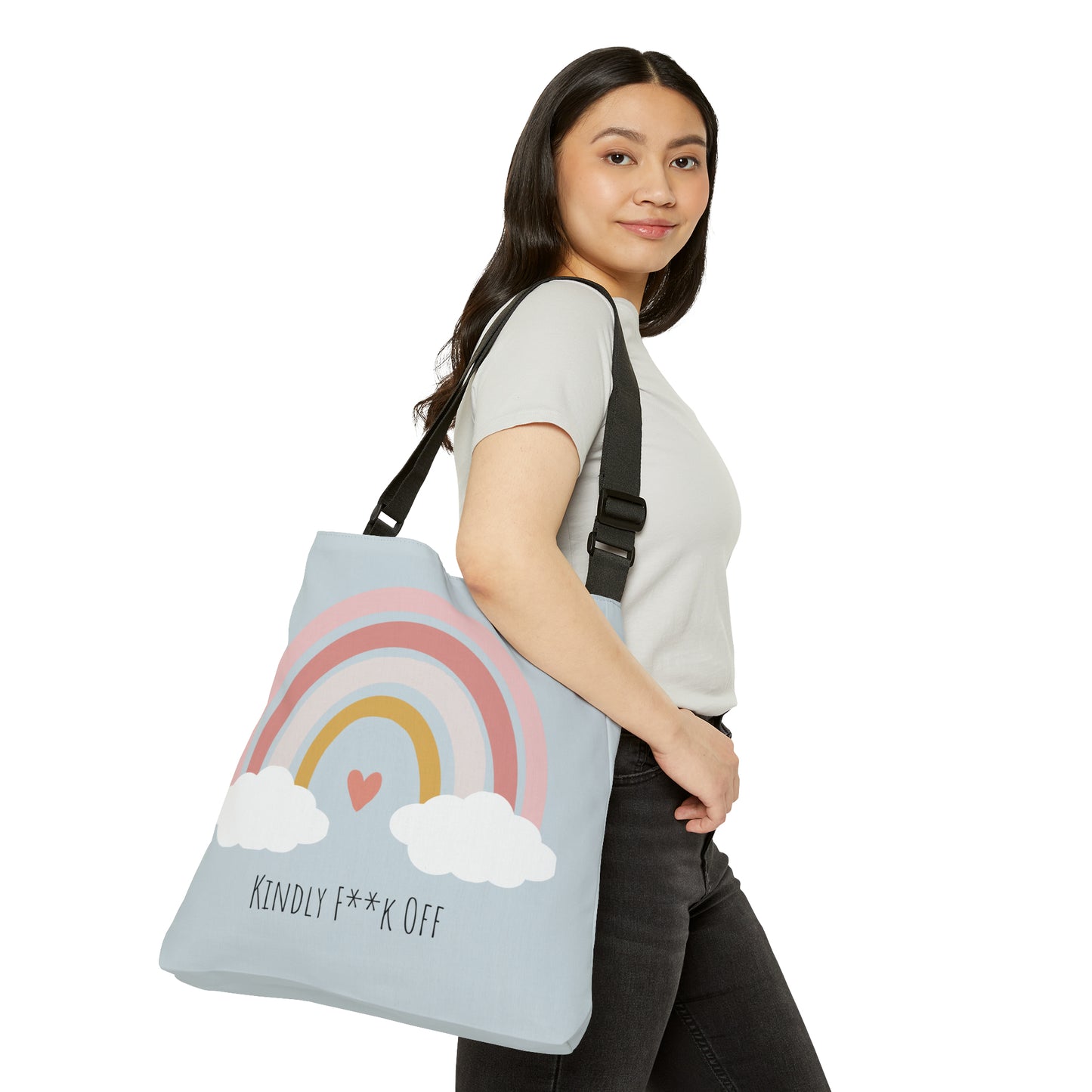 Rainbow Adjustable Tote/Messenger Bag- Kindly F**K Off (grey)