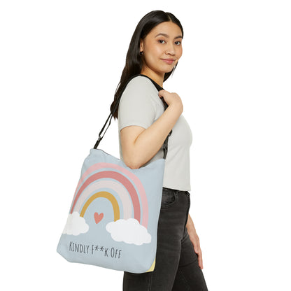 Rainbow Adjustable Tote/Messenger Bag- Kindly F**K Off (pink/grey)