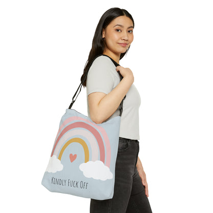 Rainbow Adjustable Tote/Messenger Bag- Kindly Fuck Off (grey)