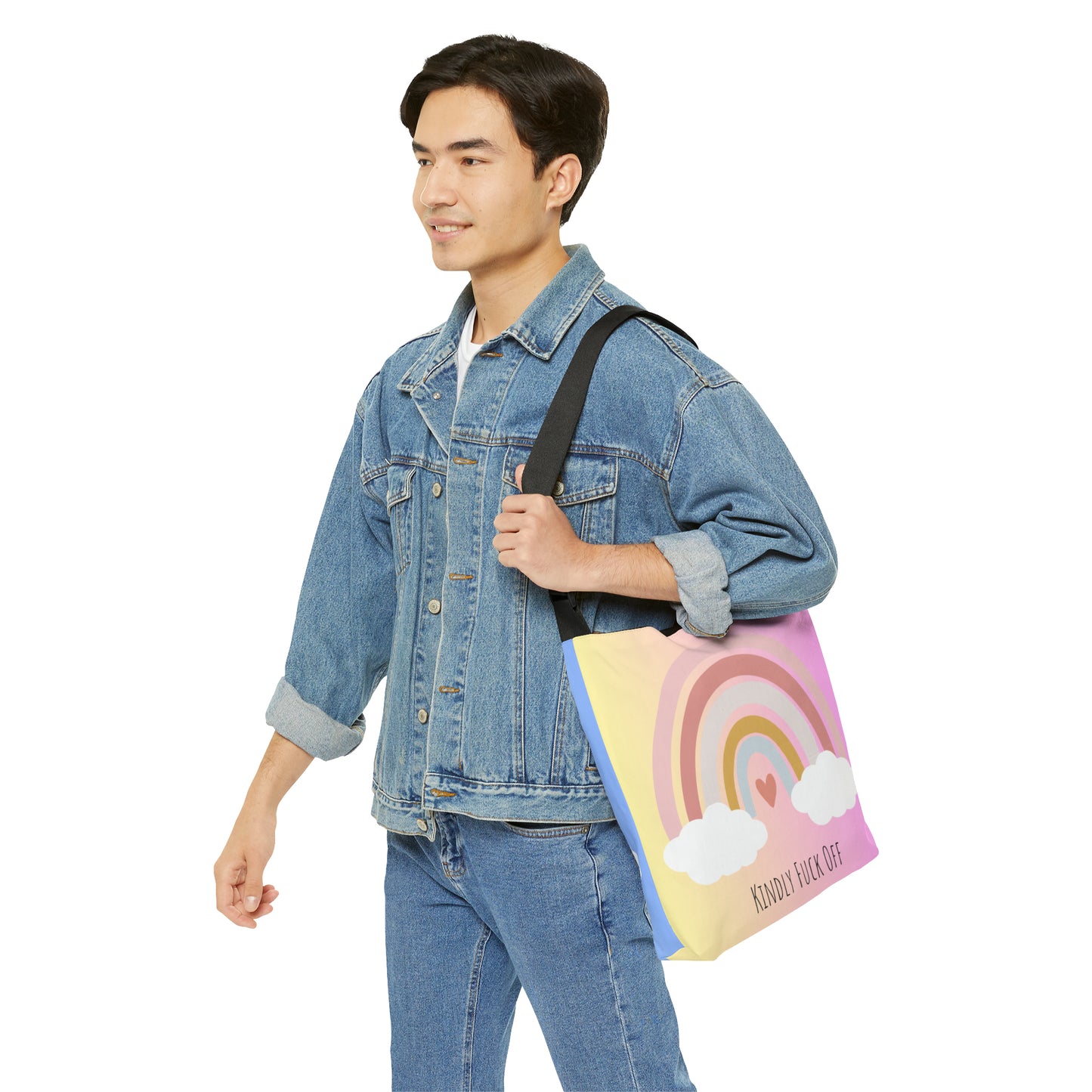 Rainbow Adjustable Tote/Messenger Bag- Kindly Fuck Off (blue/pink)