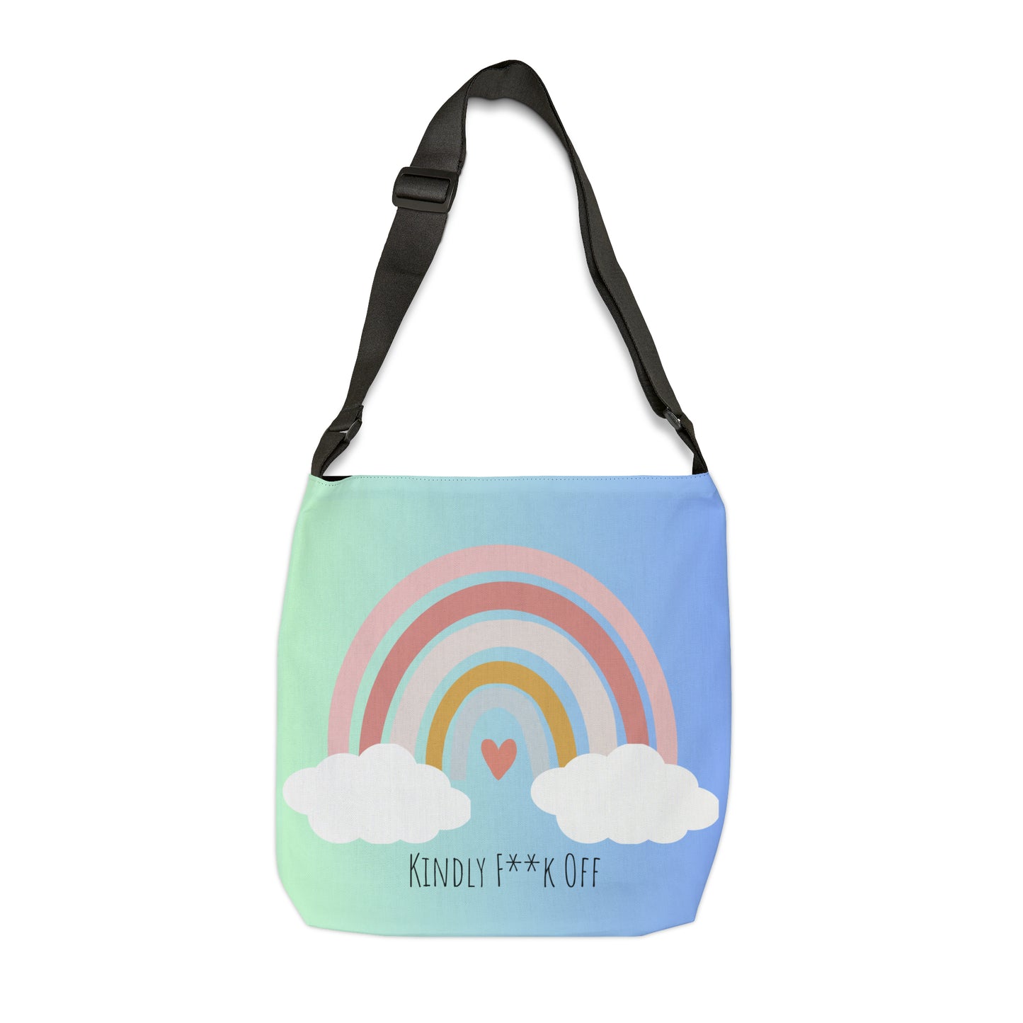 Rainbow Adjustable Tote/Messenger Bag- Kindly F**K Off (blue)