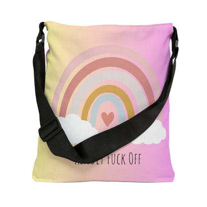 Rainbow Adjustable Tote/Messenger Bag- Kindly Fuck Off (pink)