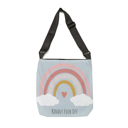 Rainbow Adjustable Tote/Messenger Bag- Kindly Fuck Off (pink/grey)