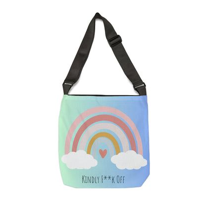 Rainbow Adjustable Tote/Messenger Bag- Kindly F**K Off (blue/pink)