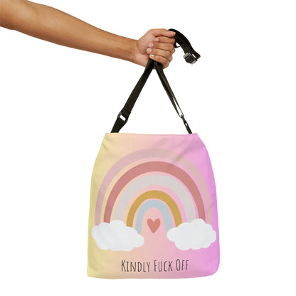 Rainbow Adjustable Tote/Messenger Bag- Kindly Fuck Off (blue/pink)