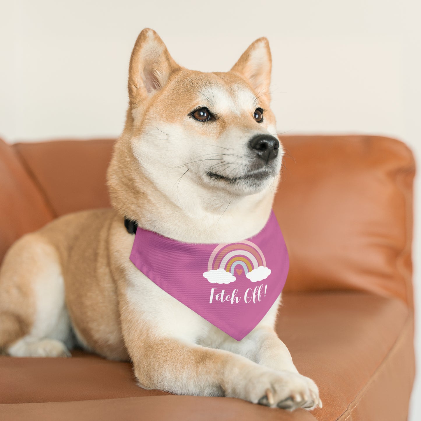 Rainbow Fetch Off Collar Bandana (pink)