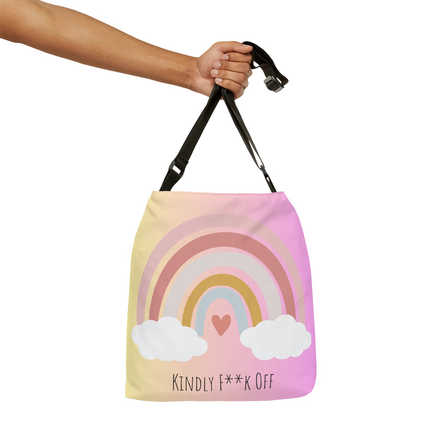 Rainbow Adjustable Tote/Messenger Bag- Kindly F**K Off (blue/pink)