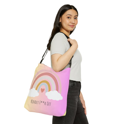 Rainbow Adjustable Tote/Messenger Bag- Kindly F**K Off (pink)