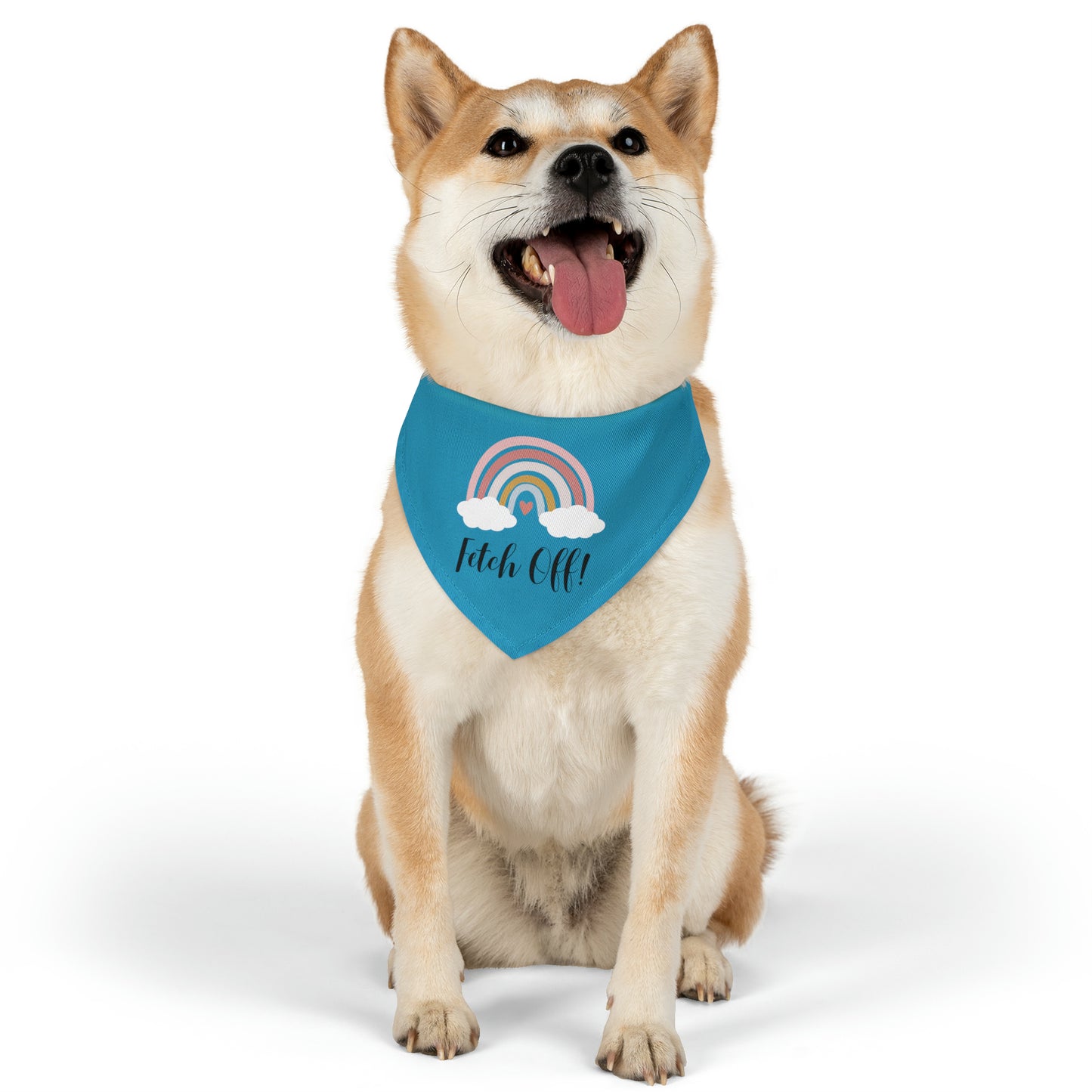 Rainbow Fetch Off Collar Bandana (turquoise)