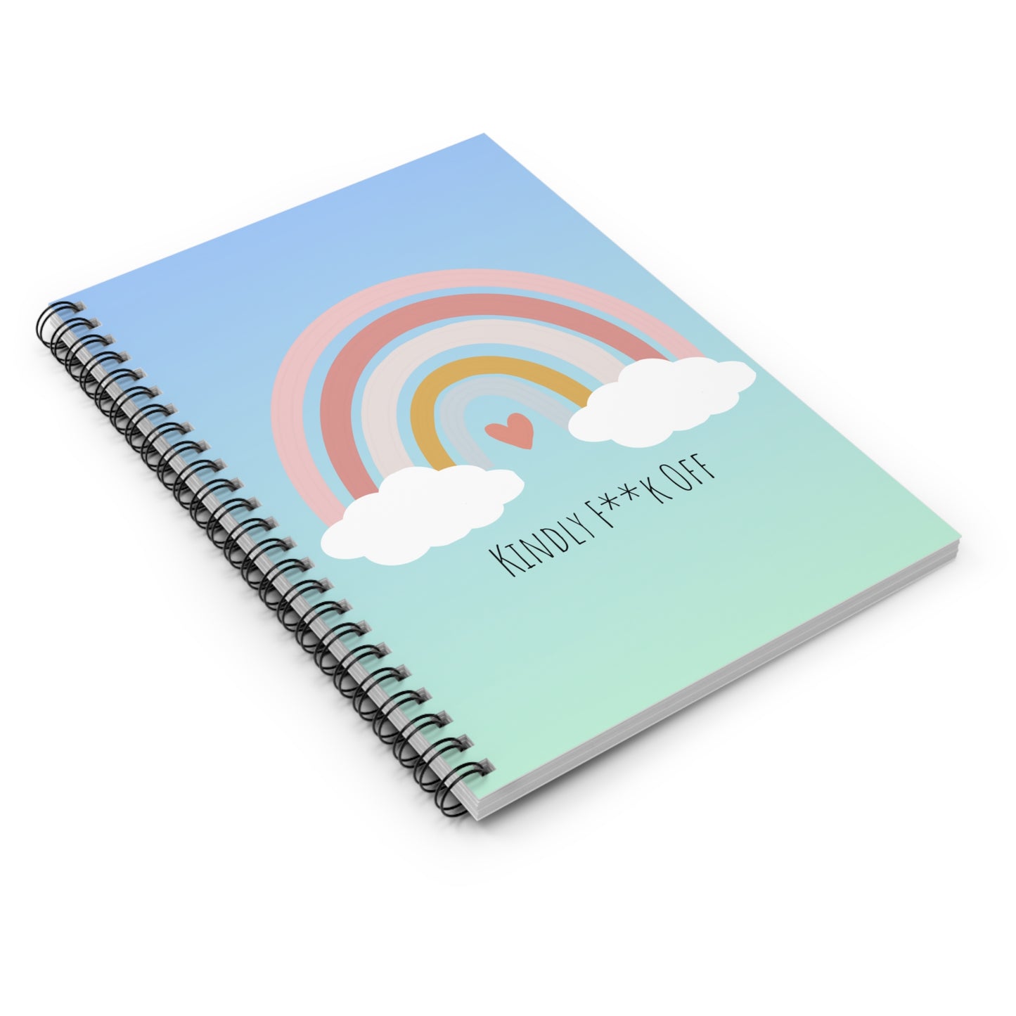 Rainbow Spiral Notebook Ruled Line-Kindly F**K Off (blue)