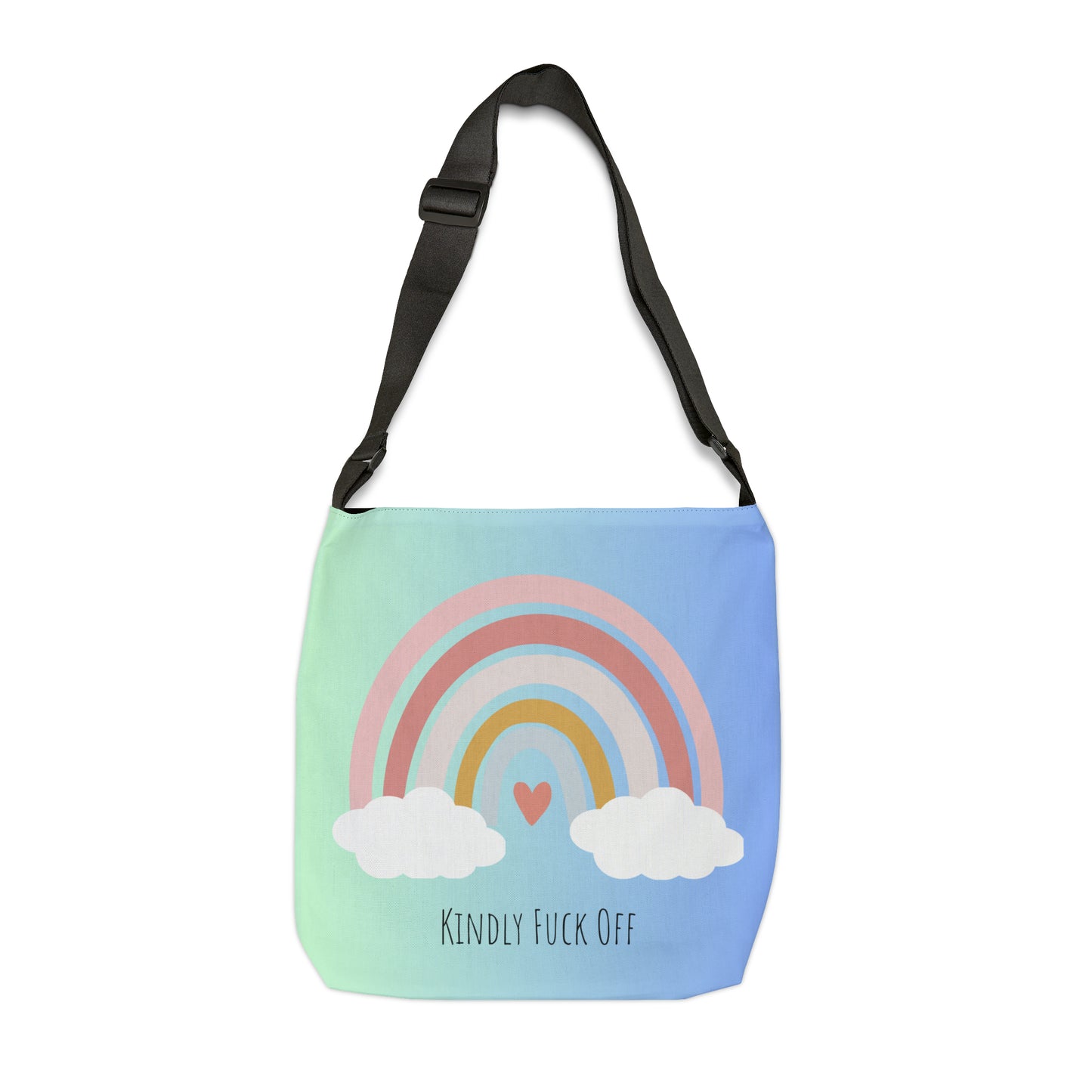 Rainbow Adjustable Tote/Messenger Bag- Kindly Fuck Off (blue)