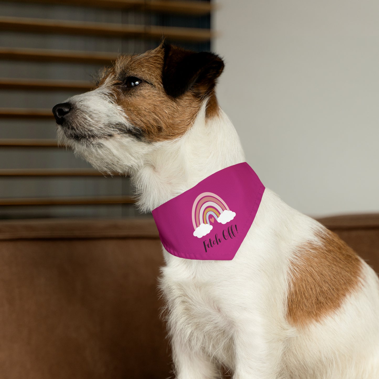 Rainbow Fetch Off Pet Collar Bandana (magenta)