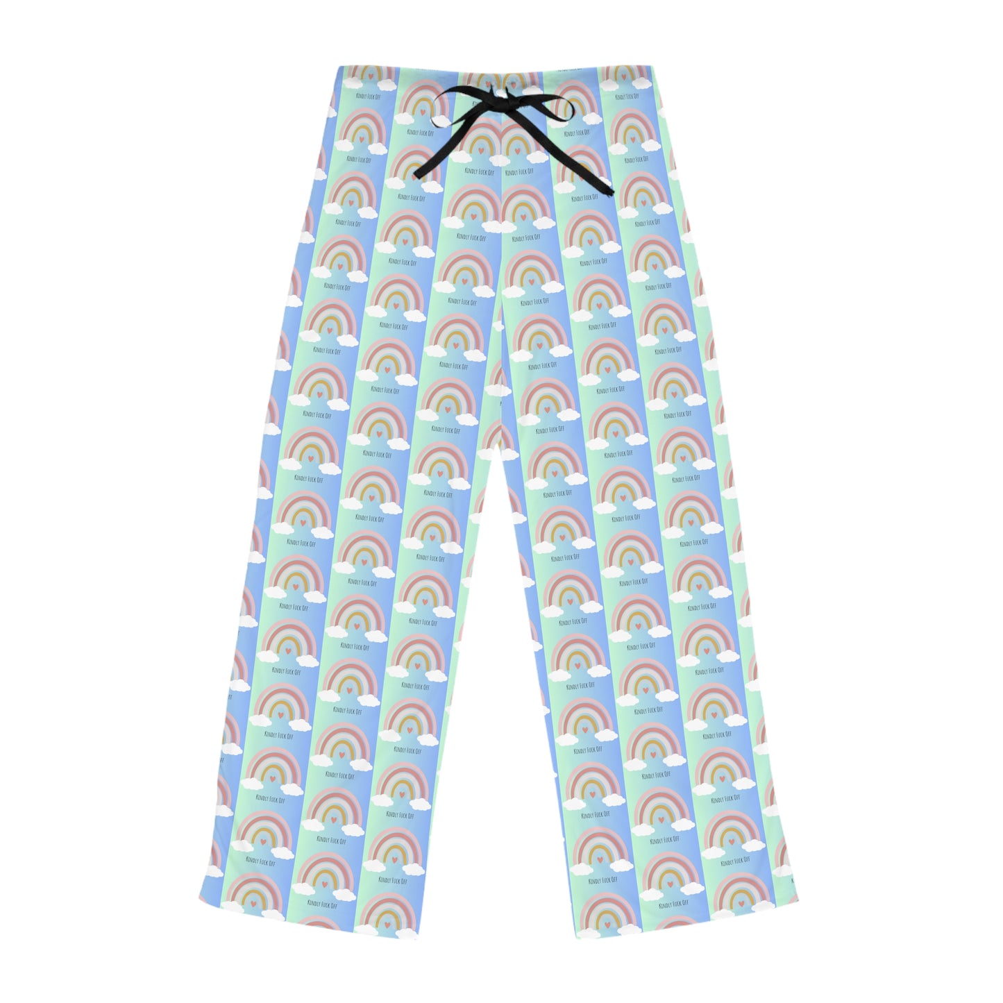 Rainbow Jersey Knit Pajama Pants - Kindly Fuck Off (blue)