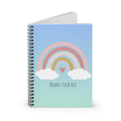 Rainbow Spiral Notebook Ruled Line-Kindly Fuck Off (blue)