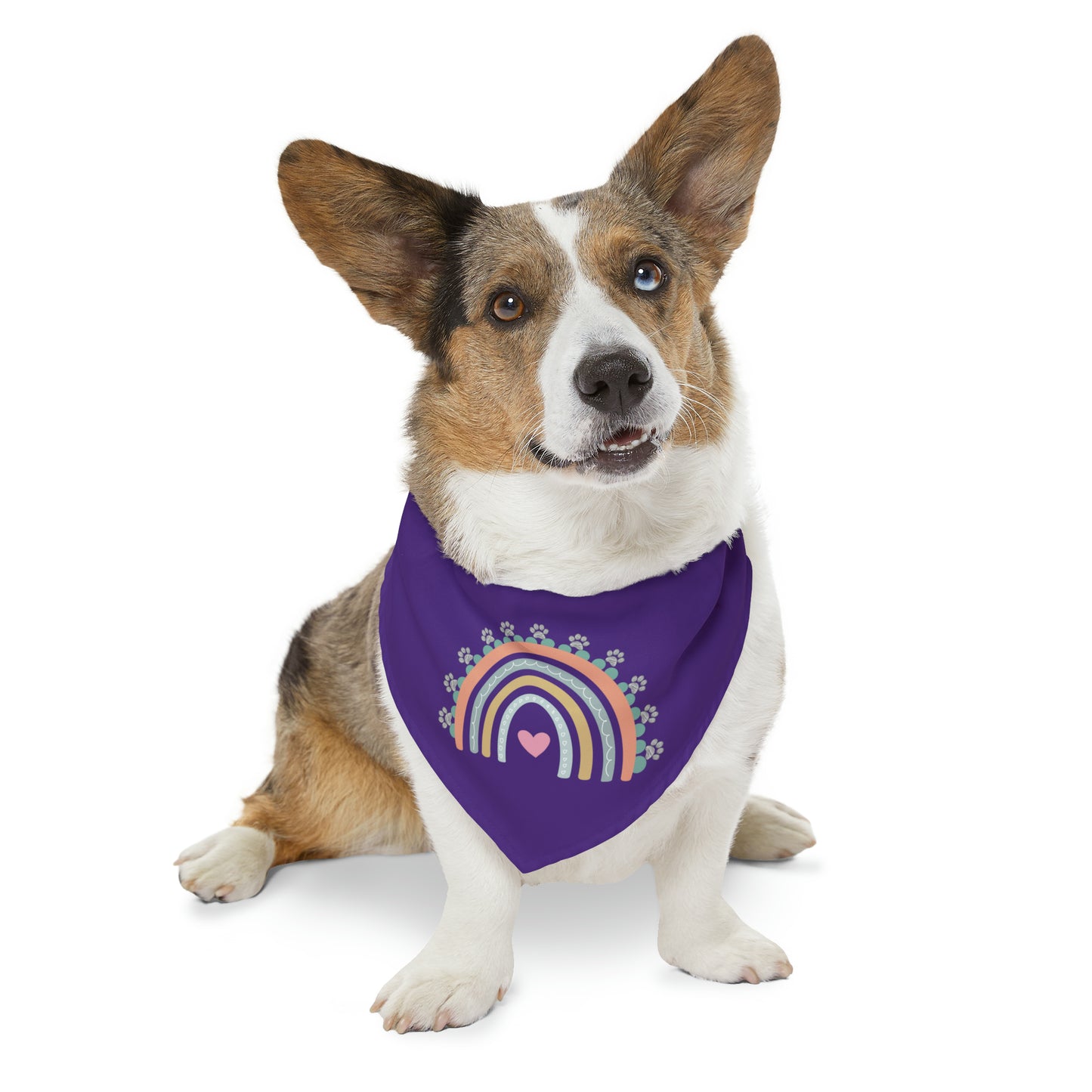 Pawsome Rainbow Pet Collar Bandana (dark purple)