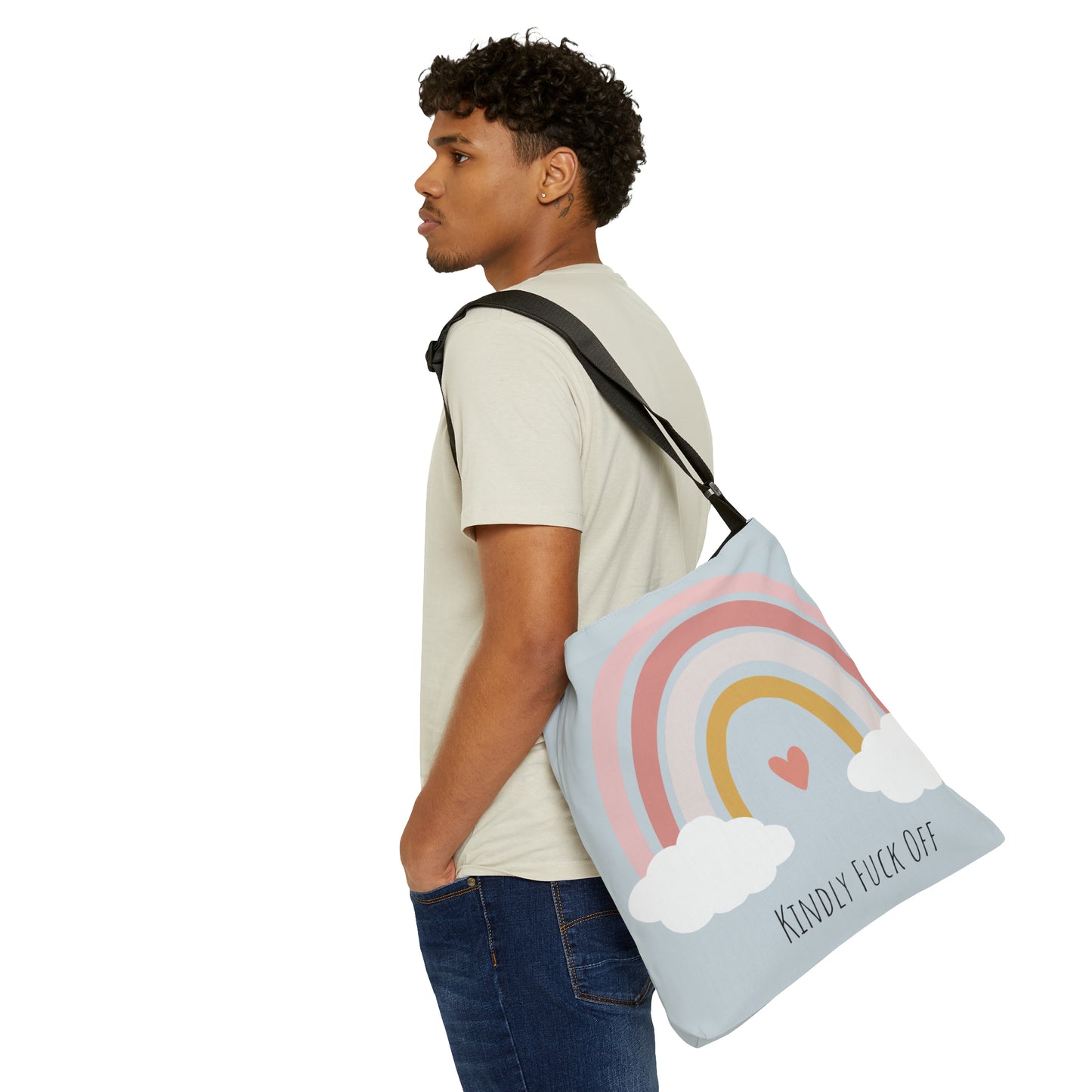 Rainbow Adjustable Tote/Messenger Bag- Kindly Fuck Off (grey)