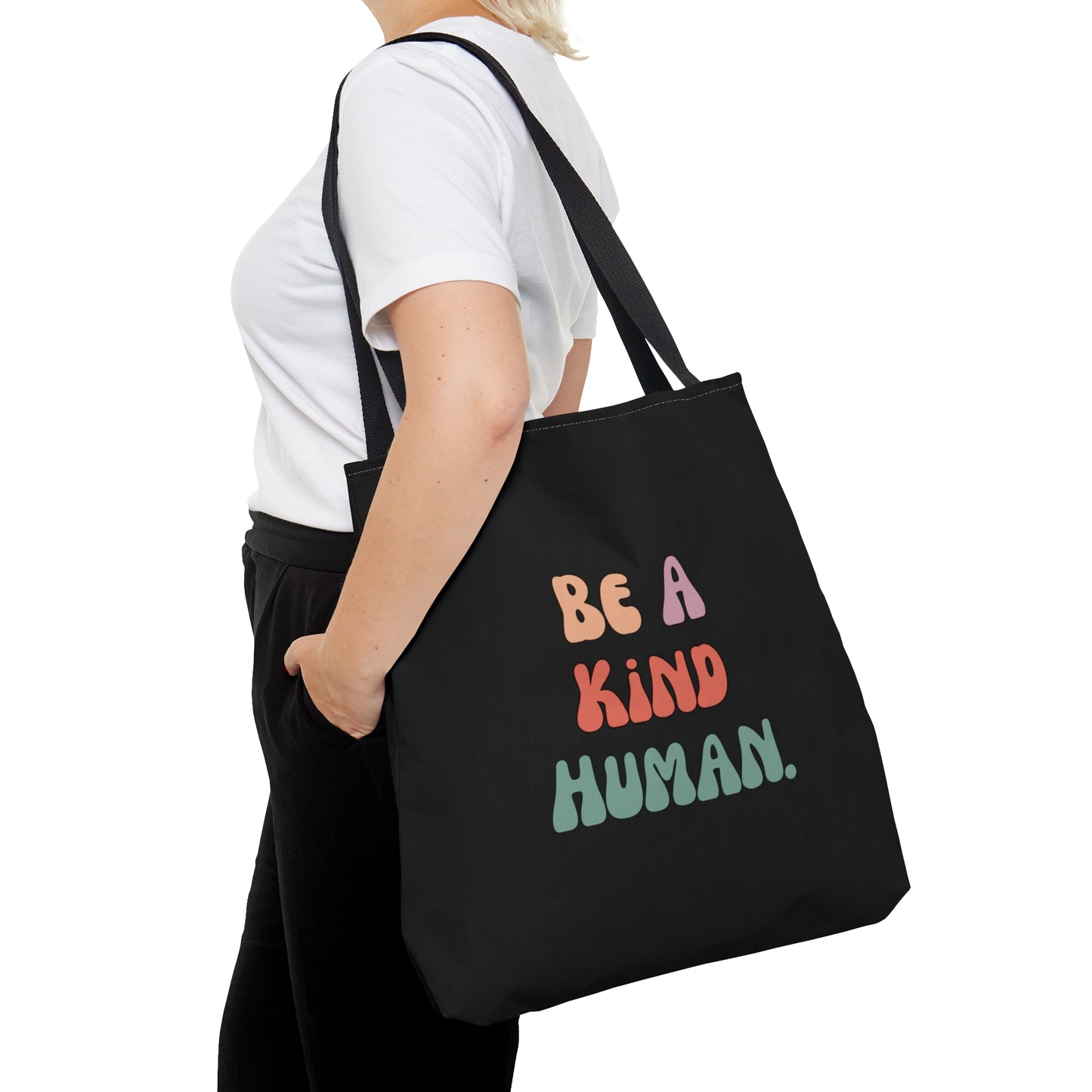 Be a Kind Human Black Tote Bag