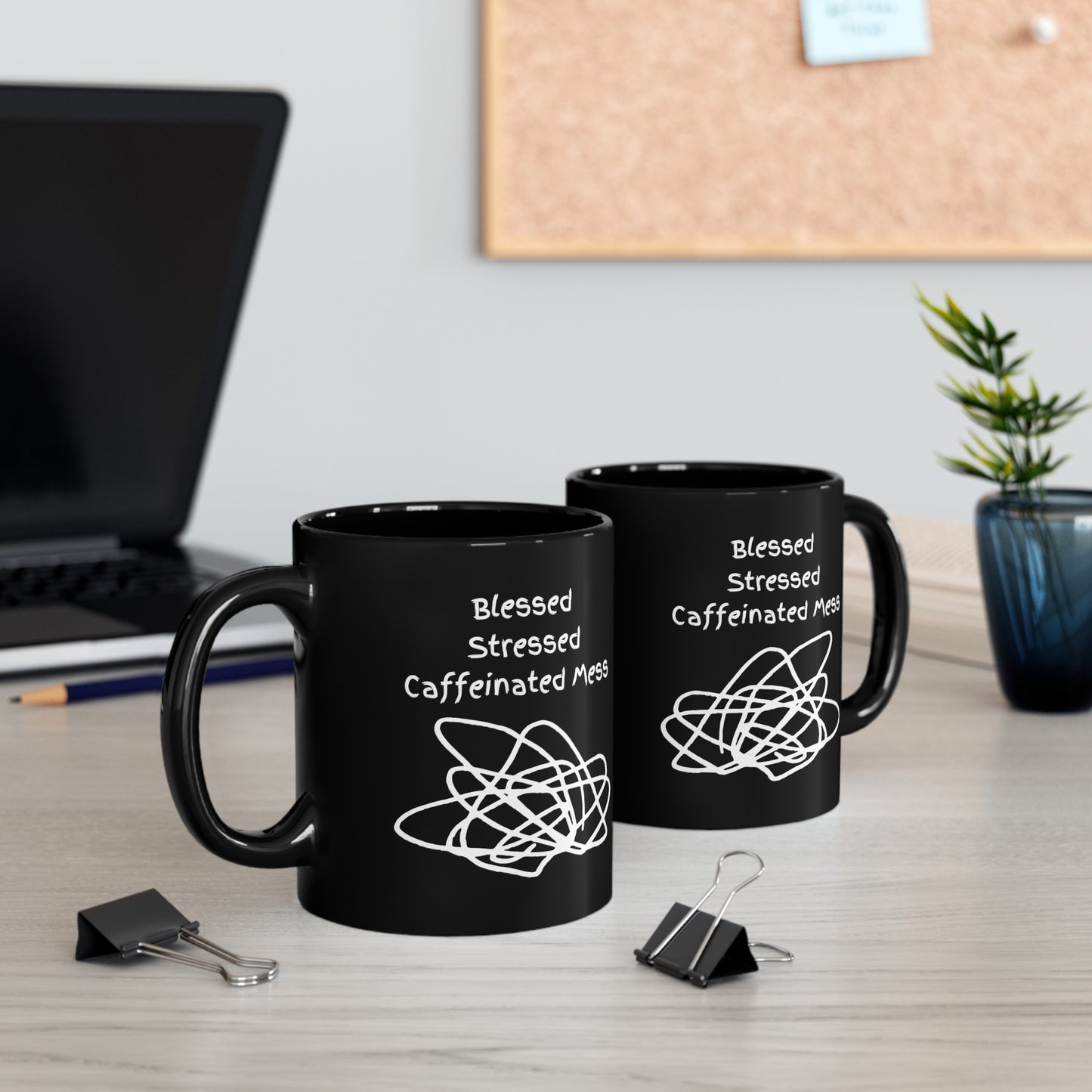 Blessed, Stressed, Caffeinated Mess 11oz Black Mug