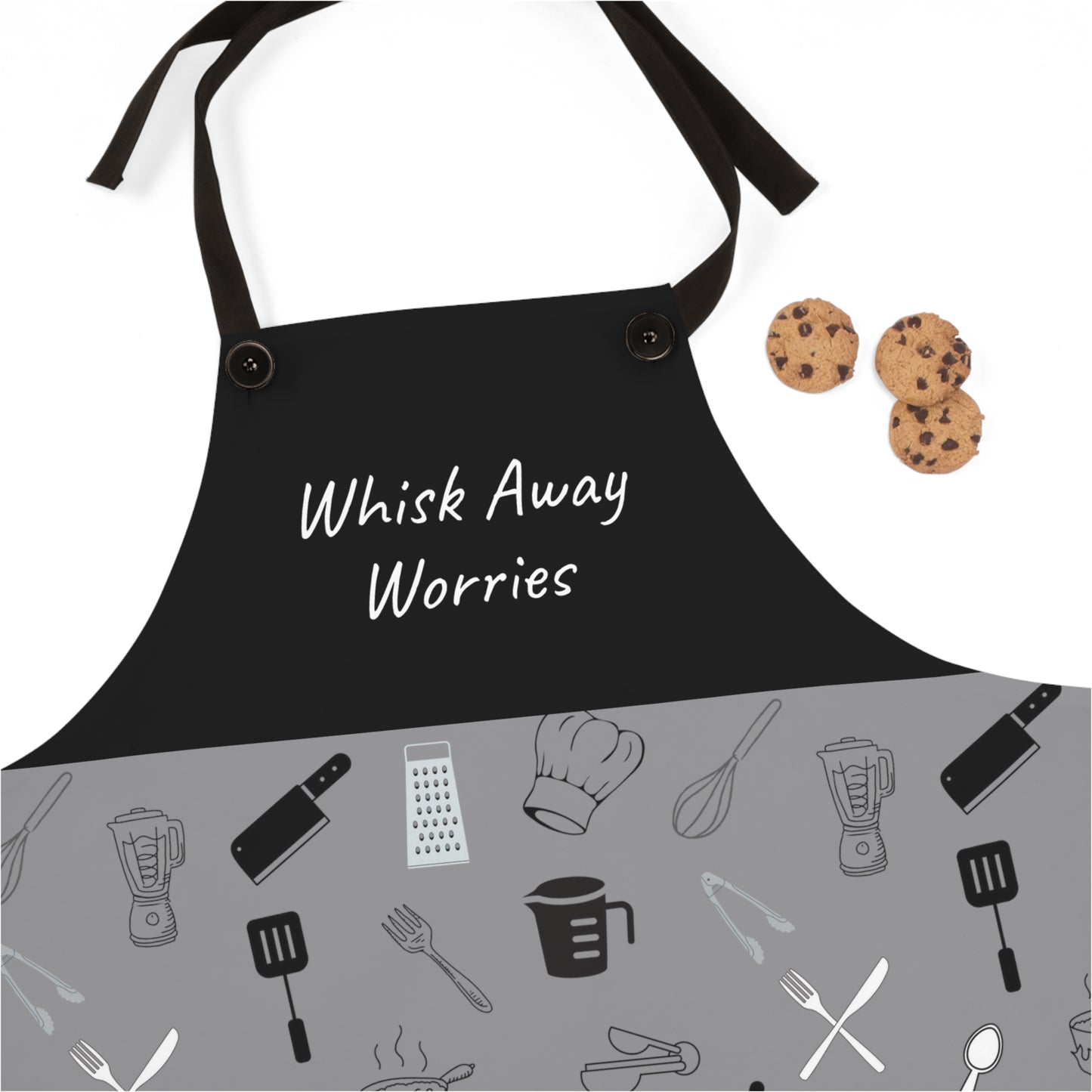 Whisk Away Worries Kitchen Apron (grey)