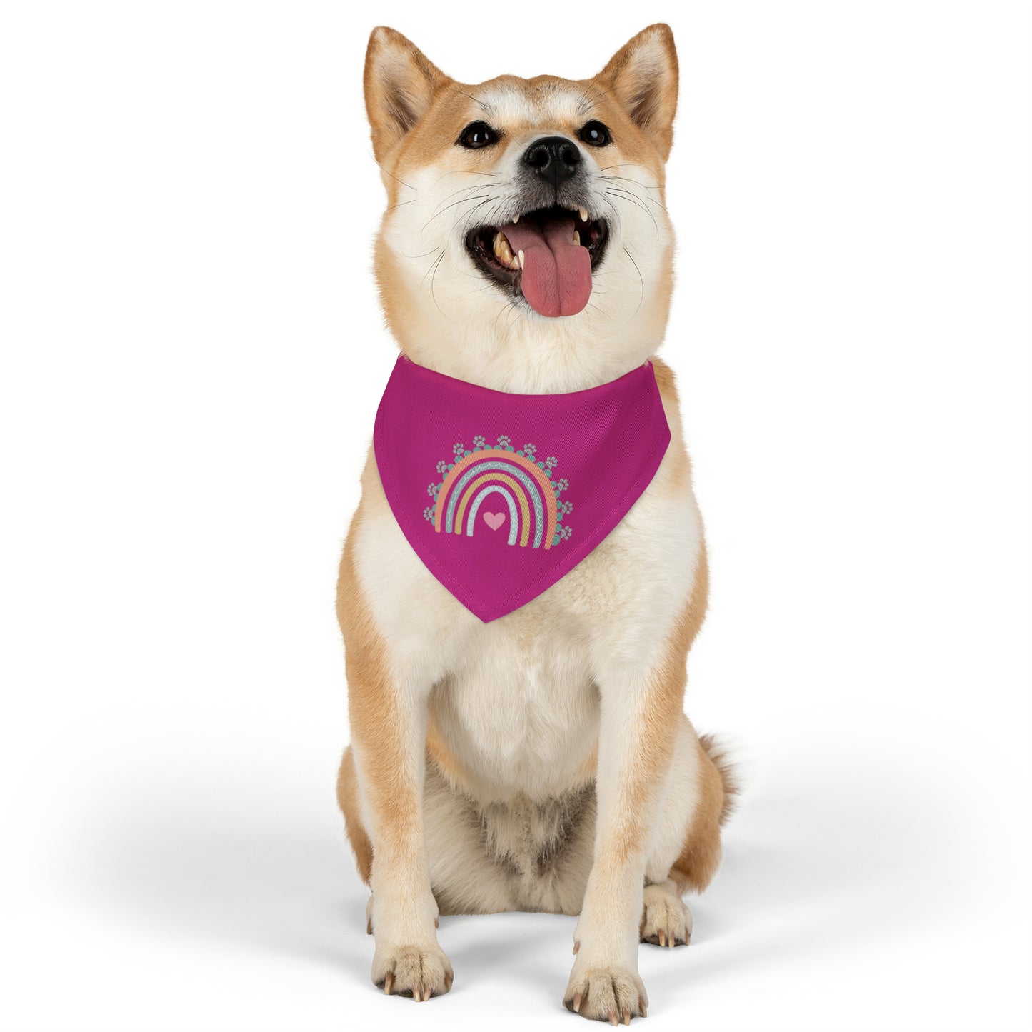 Pawsome Rainbow Pet Collar Bandana (magneta)