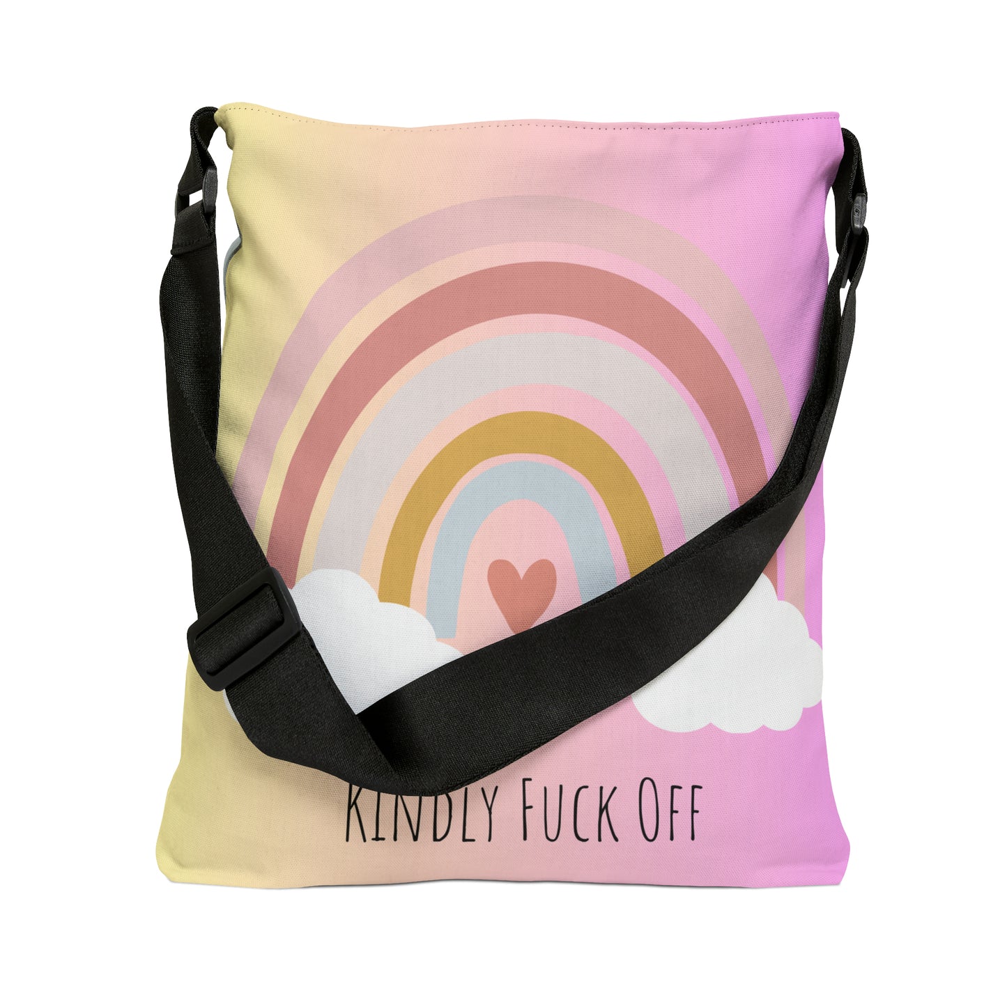 Rainbow Adjustable Tote/Messenger Bag- Kindly Fuck Off (pink/grey)