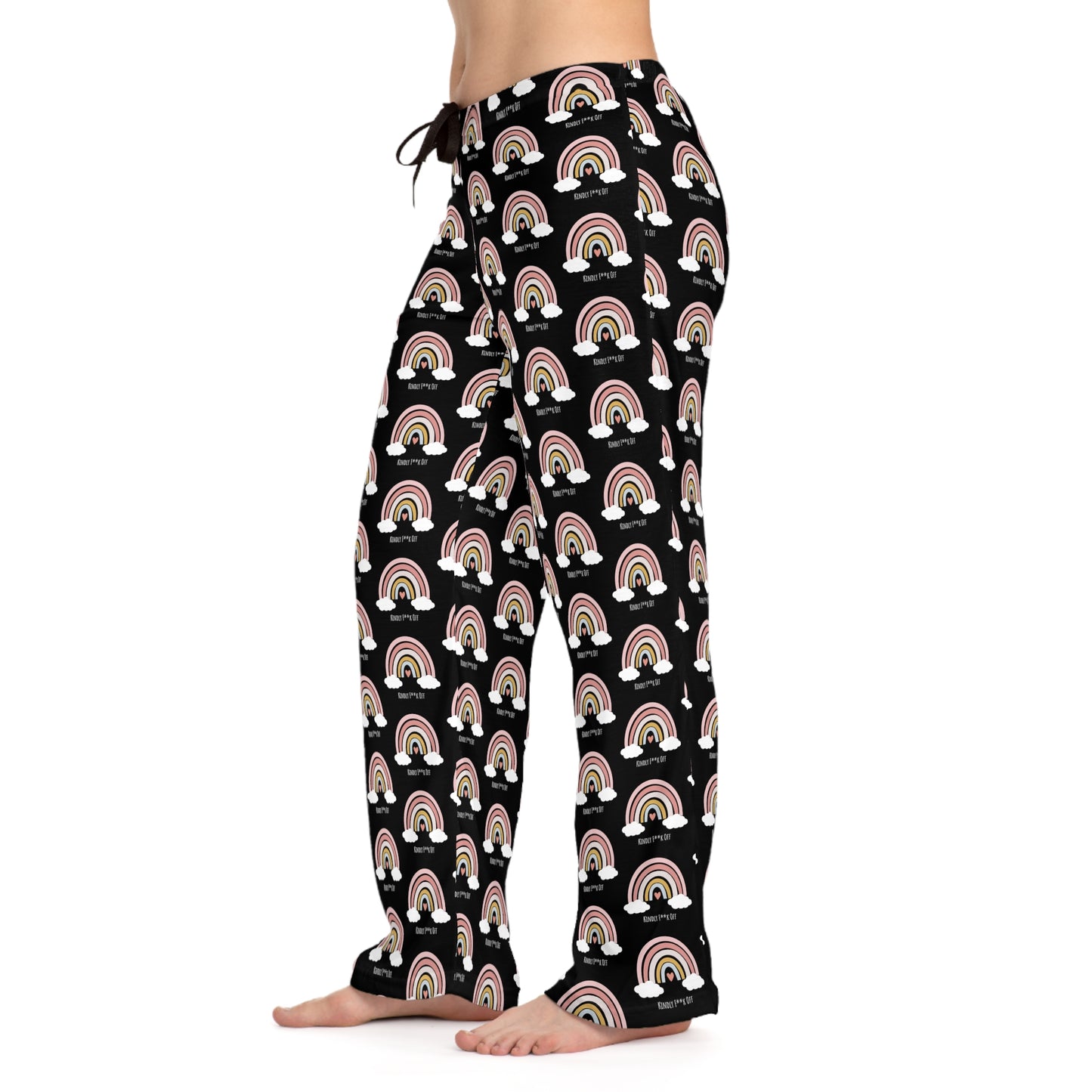 Rainbow Jersey Knit Pajama Pants - Kindly F**K Off (black)