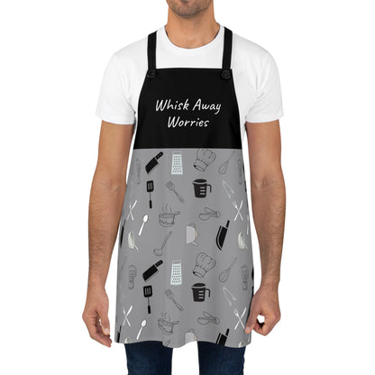 Whisk Away Worries Kitchen Apron (grey)