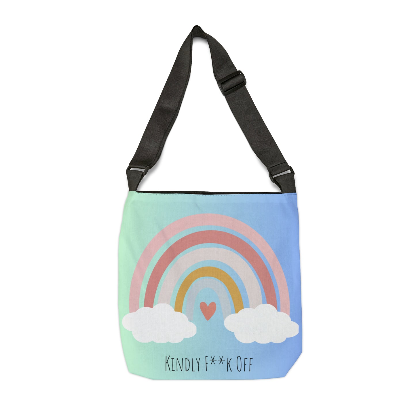 Rainbow Adjustable Tote/Messenger Bag- Kindly F**K Off (blue/pink)