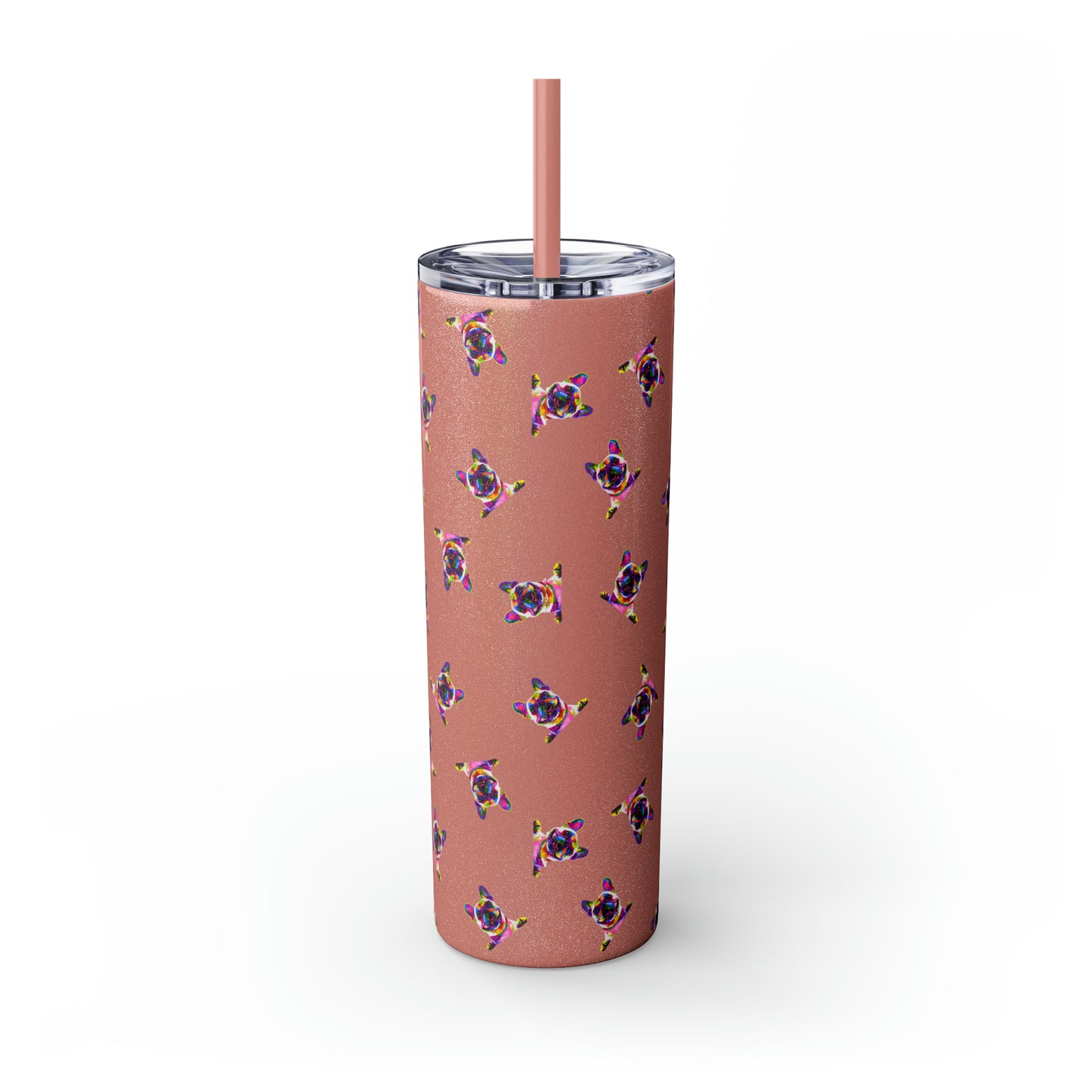 Frenchie Friends Skinny Tumbler with Straw, 20 oz (multiple colors)