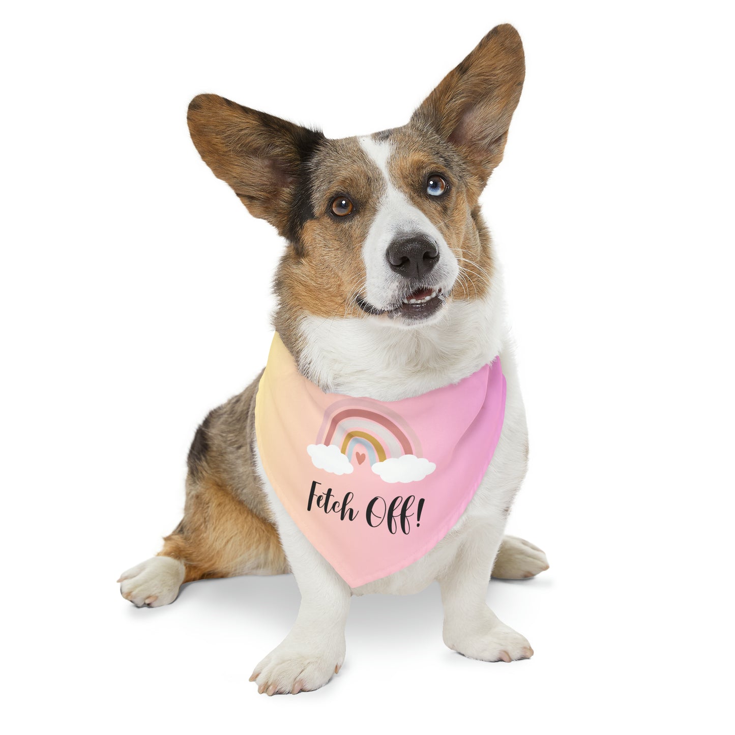 Rainbow Fetch Off Collar Bandana (pink/yellow)